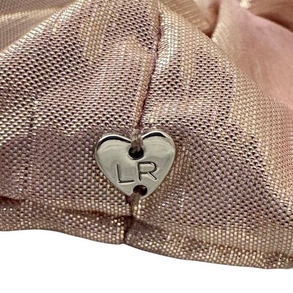 Loeffler Randall Rose Gold Hair Scrunchie Shiny Metallic Pink NWT - Picture 2 of 4